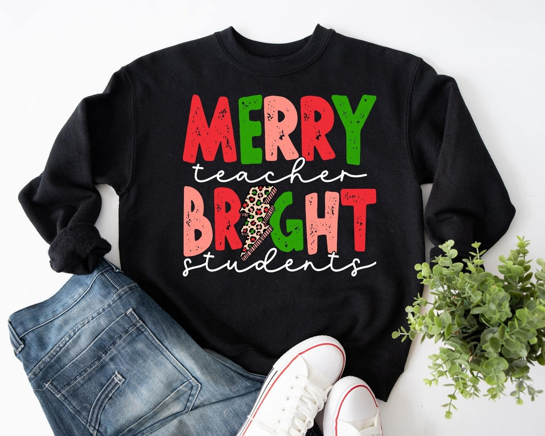 Merry Teacher Bright Student Crew Neck Sweatshirt