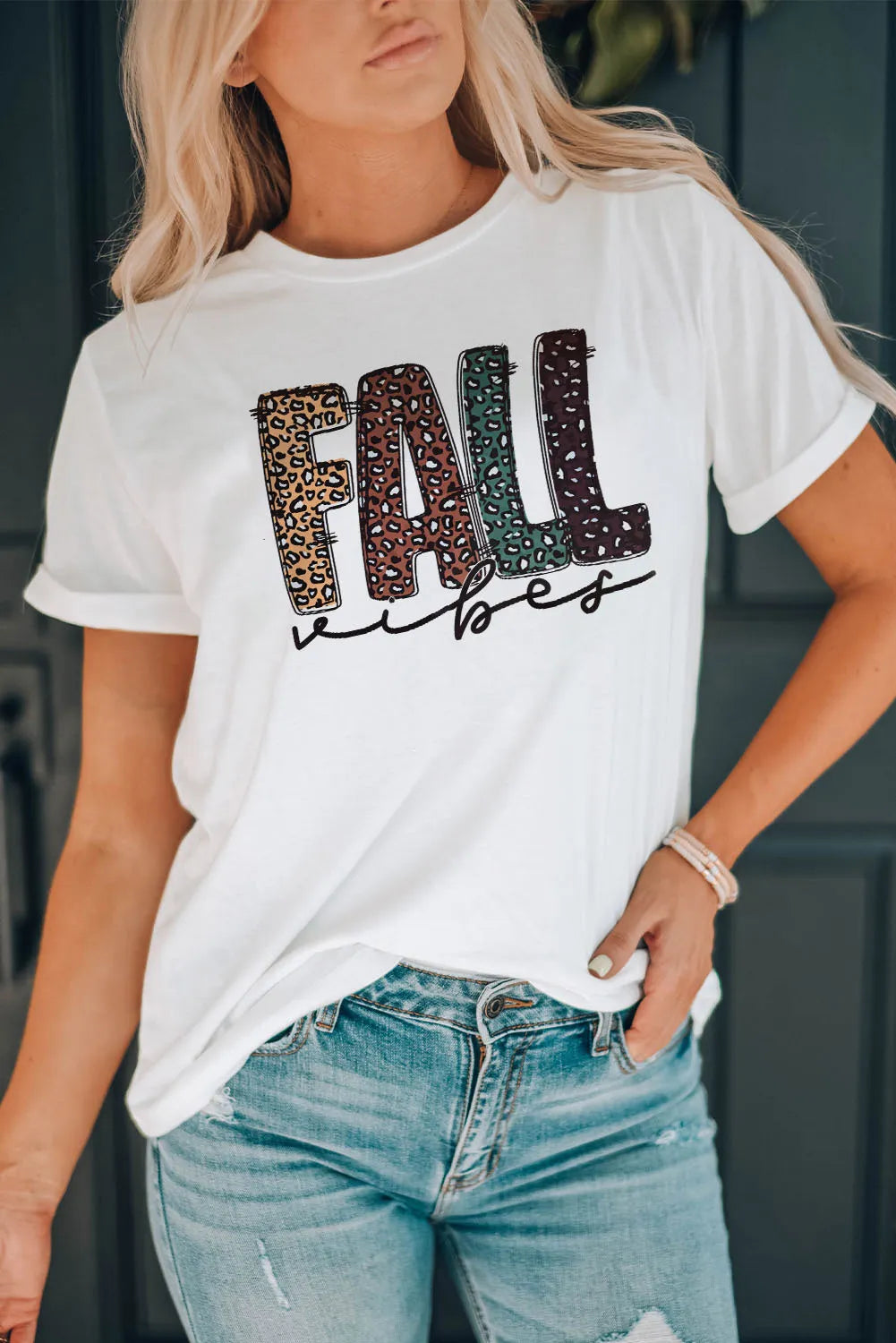 Fall Vibes Leopard Print Graphic Tee