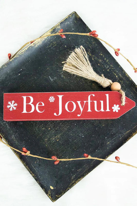 "Be Joyful” Wood Tassel Block