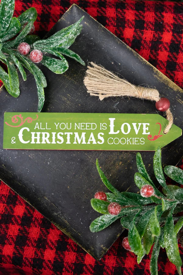 "Love and Christmas Cookies” Wood Tassel Block