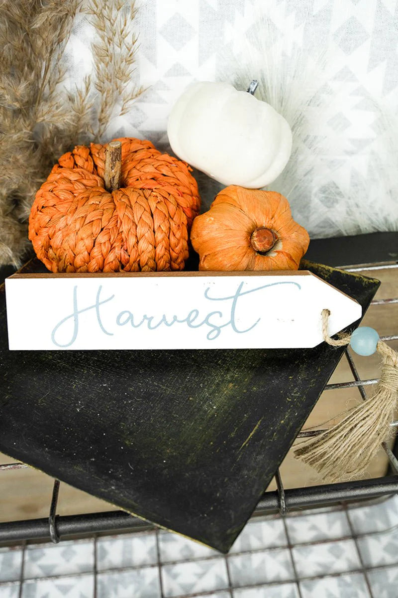 "Harvest" Wood Tassel Sign