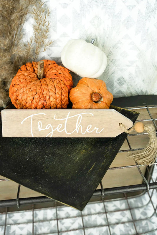 "Together" Wood Tassel Sign