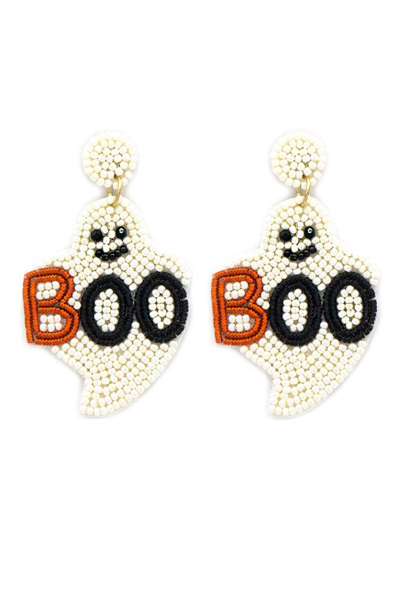 Boo Ghost Seed Bead Earrings