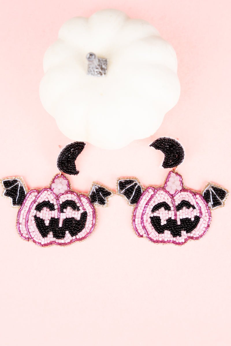Fright Night Pink Seed Bead Earrings